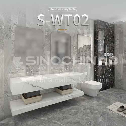 Modern and simple style bathroom, marble sink, wall-mounted sink, natural marble customization, combination of light  luxury wall-mounted marble sink  S-WT02        